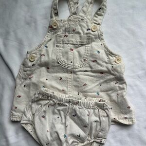 Zara Cream Overalls with Multicolor Accents